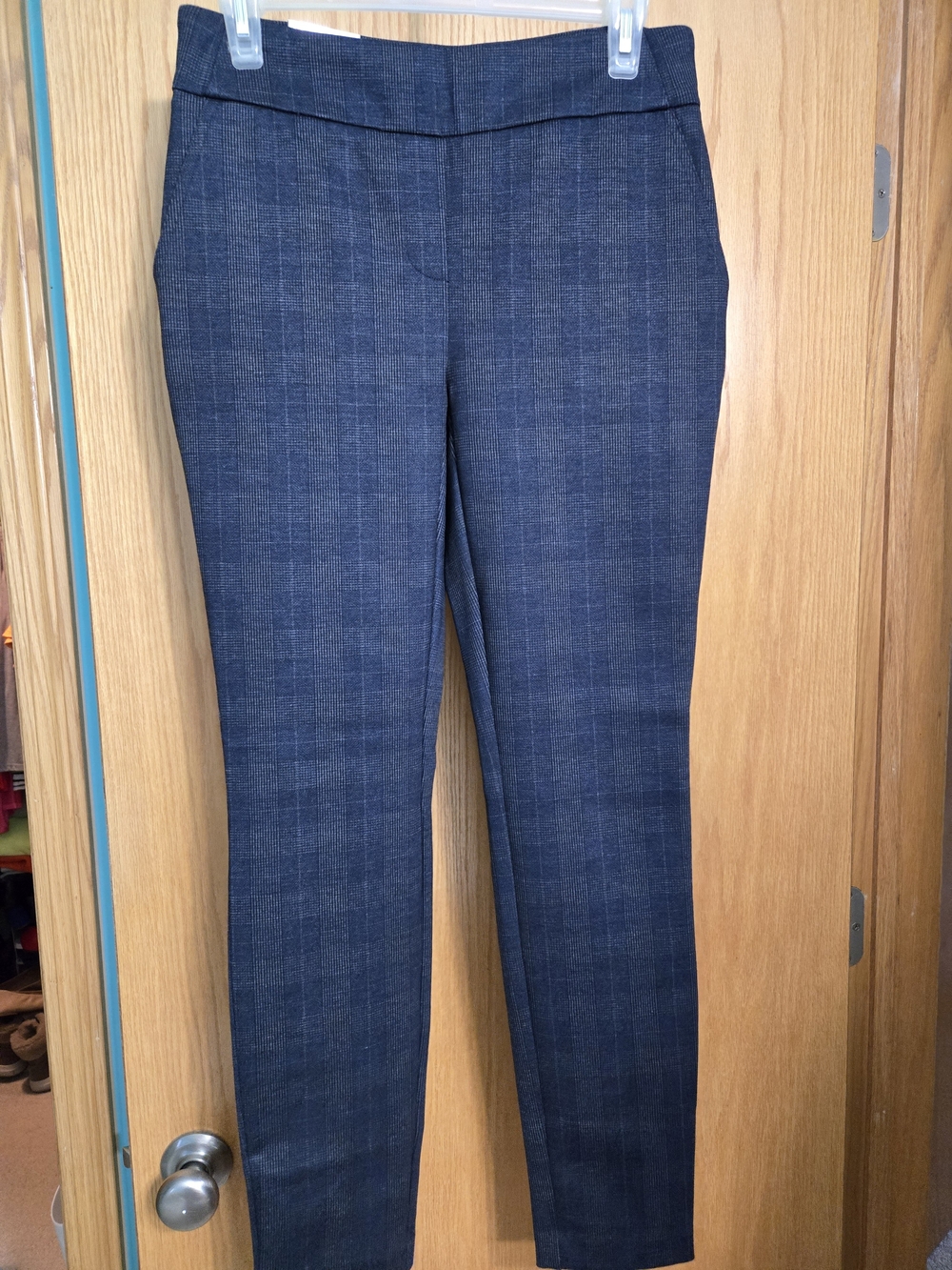 Classic Slim Plaid Dress Pants - Dark Navy/Charcoal